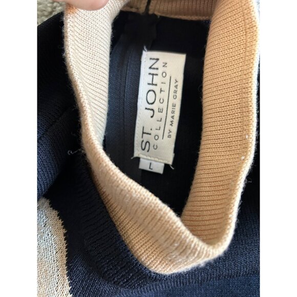 St. John Womens L Collection Black & Beige Elephant Intarsia Knit Tunic Sweater - Picture 7 of 11